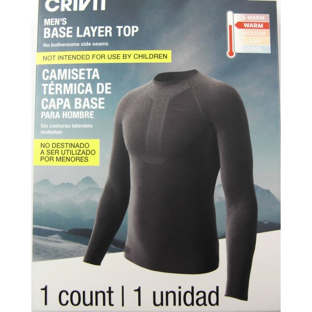 Crivit Men's Thermal Long Sleeve Compression Shirt, Athletic Base Layer Size L